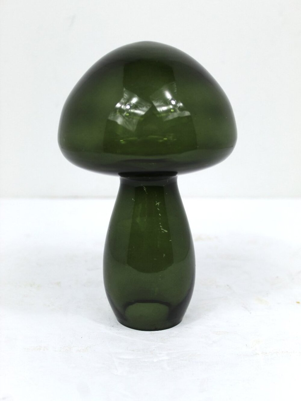 Art Glass Hand-Blown Green Glass Mushroom Decorative Figurine or Paperweight